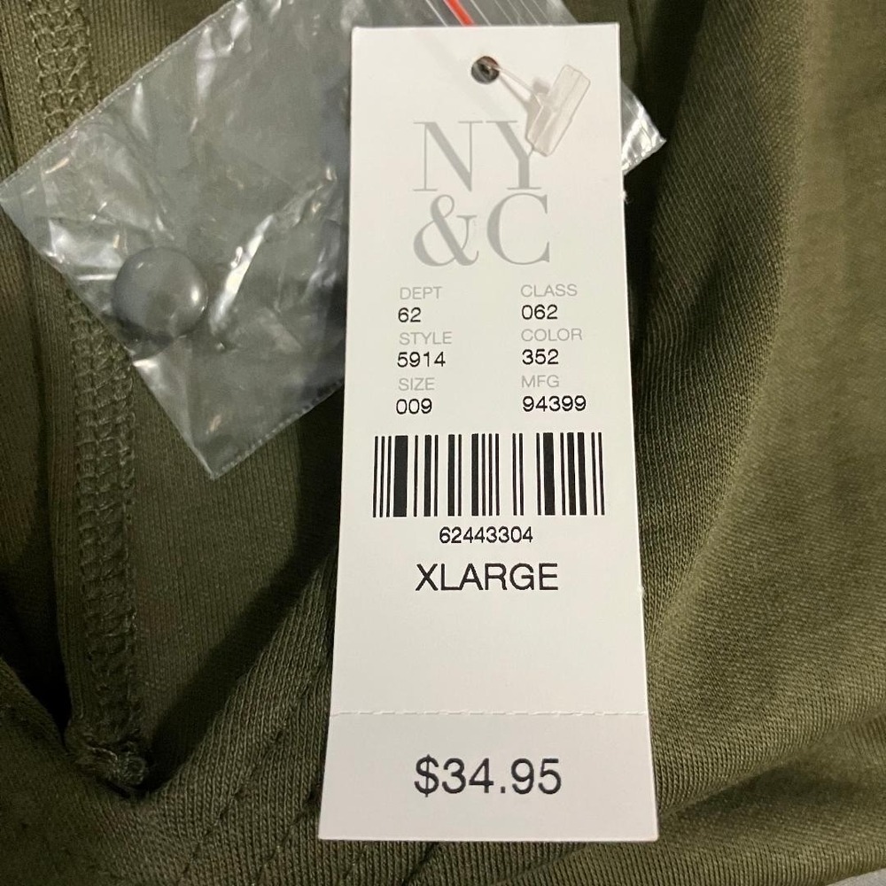 NWT New York & Company Olive Green Cotton Sleeveless Split Neck Shift Dress XL - Picture 6 of 8